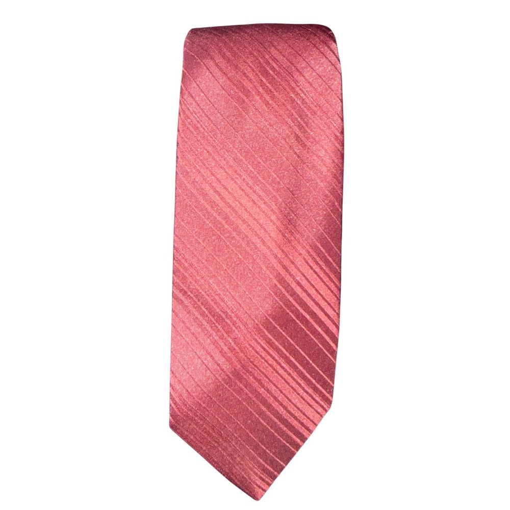 Mens Burgundy Red Tonal Diagonal Stripe Silk Blend Necktie RN 16434 Formal Tie